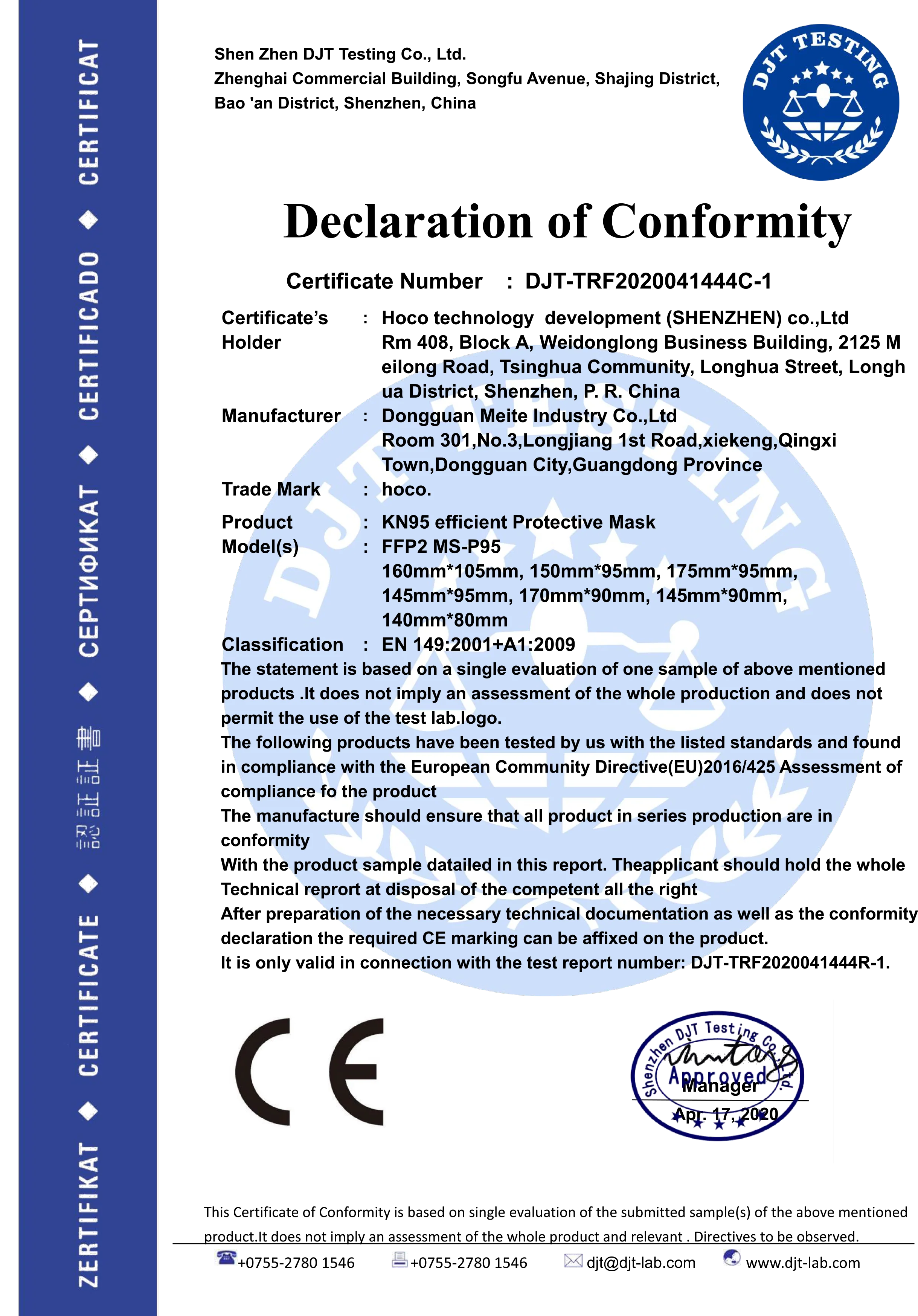 FFP2 Surgical Medical Face Mask, Cone Shape - Image 3